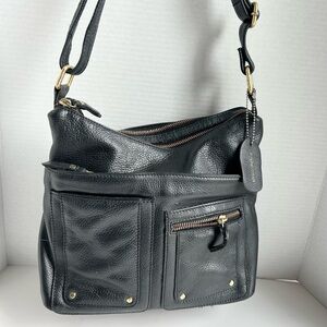 Great American Leather Works Black Pebbled Leather Crossbody Shoulder Bag